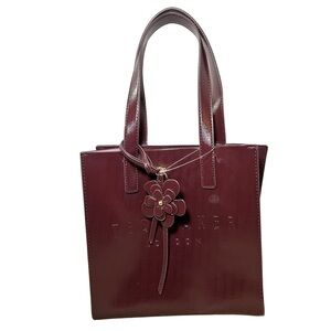 Ted Baker London Burgundy The Icon Tote Bag with Flower Charm